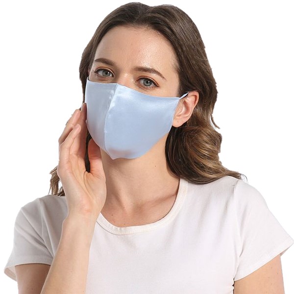 Picture of 100% Mulberry Silk Face Mask with Filter Pocket Adjustable-Light Blue