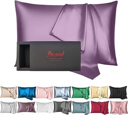 Picture of 100% Mulberry Silk Pillowcase for Hair and Skin Made in USA, Pure 22 Momme Silk, Acne Pillowcase with Zipper, 6A Grade Organic Silk, Hypoallergenic, Anti Wrinkle (Purple)