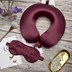 Picture of 100% Mulberry Silk ROSEWARD Neck Travel Pillow & Sleep Eye Mask 2-Piece Set, Memory Foam Travel Pillow, Airplane Pillow, in Flight Necessities
